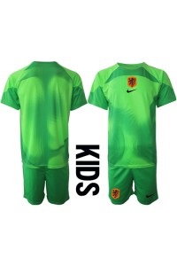 Nederland Keeper Babyklær Hjemme Fotballdrakt til barn VM 2022 Korte ermer (+ Korte bukser)